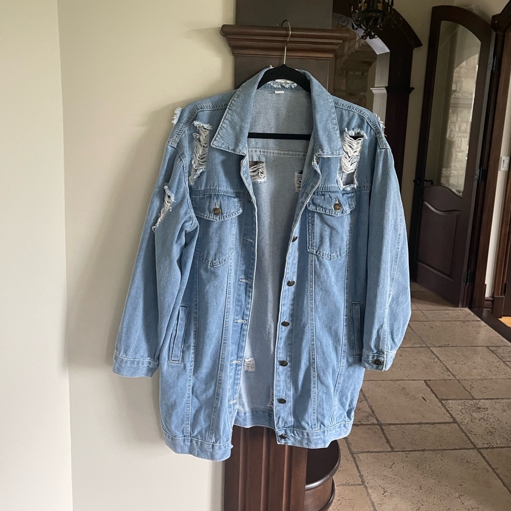Distressed Blue Jean Jacket